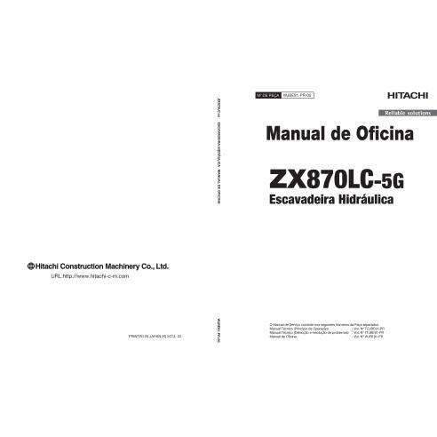 Hitachi ZX 870LC-5G escavadeira hidráulica pdf manual de oficina PT - Hitachi manuais - HITACHI-WJBE91PR00