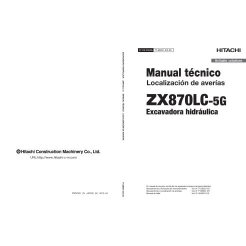 Excavadora hidráulica Hitachi ZX 870LC-5G pdf solución de problemas manual técnico ES - Hitachi manuales - HITACHI-TTJBE91ES00