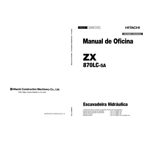 Hitachi ZX 870LC-5A escavadeira hidráulica pdf manual de oficina PT - Hitachi manuais - HITACHI-WJBMK1PT00