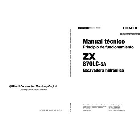 Hitachi ZX 870LC-5A escavadeira hidráulica pdf princípio operacional manual técnico ES - Hitachi manuais - HITACHI-TOJBMK1ES00