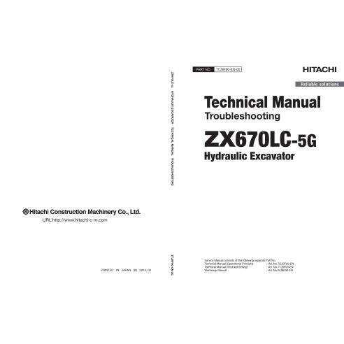Hitachi ZX 670LC-5G escavadeira hidráulica pdf manual técnico de solução de problemas - Hitachi manuais - HITACHI-TTJBF90EN00