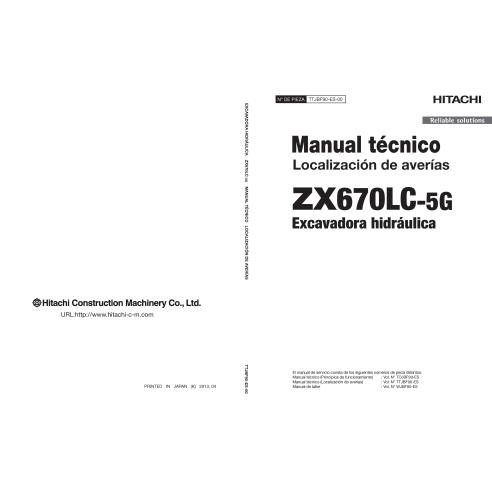 Excavadora hidráulica Hitachi ZX 670LC-5G pdf solución de problemas manual técnico ES - Hitachi manuales - HITACHI-TTJBF90ES00