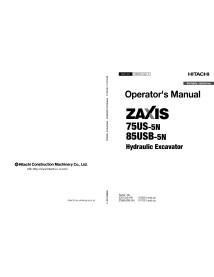 Hitachi ZX 75US-5N, 85USB-5N hydraulic excavator pdf operator's manual  - Hitachi manuals - HITACHI-ENMDECNA15