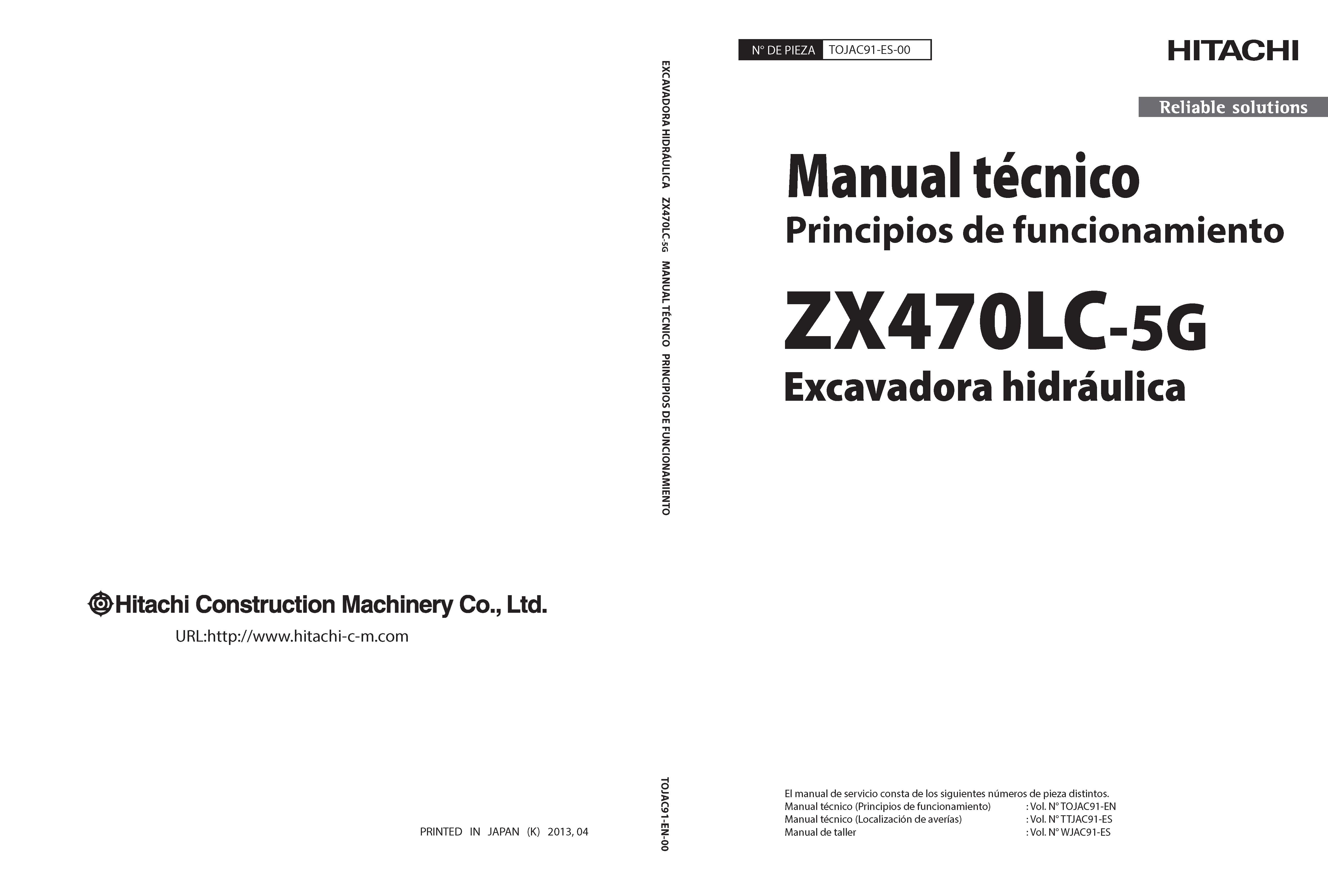 Hitachi ZX 470LC-5G Hydraulic Excavator Pdf Operational Principle ...