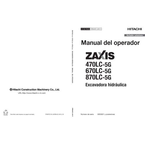 Hitachi ZX 470LC-5G, 670LC-5G, 870LC-5G escavadeira hidráulica pdf manual do operador ES - Hitachi manuais - HITACHI-ESMJACLA22