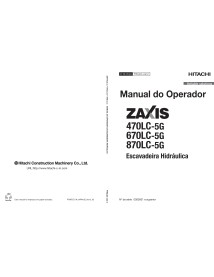 Hitachi ZX 470LC-5G, 670LC-5G, 870LC-5G pelle hydraulique pdf manuel d'utilisation PT - Hitachi manuels - HITACHI-PRMJACLA22