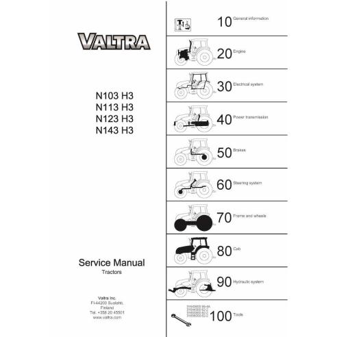 Valtra N103, N113, N123, N143 H3 tracteur manuel d'entretien pdf - Valtra manuels - VALTRA-39223211-EN