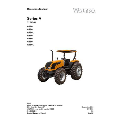 Valtra A650, A750, A750L, A850, A950, A990, A990L tractor pdf operator's manual  - Valtra manuals - VALTRA-87315500-EN