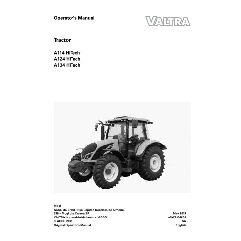 Valtra A114 HiTech, A124 HiTech, A134 HiTech manuel d'utilisation du tracteur pdf - Valtra manuels - VALTRA-ACW2184250-EN