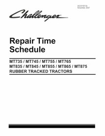 Challenger MT735, MT745, MT755, MT765, MT745B, MT755B, MT765B rubber track tractor pdf repair time schedule  - Challenger man...