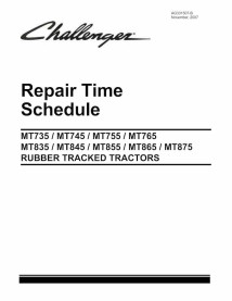 Challenger MT735, MT745, MT755, MT765, MT745B, MT755B, MT765B tracteur à chenilles en caoutchouc pdf calendrier de réparation...