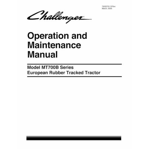 Challenger MT735B, MT745B, MT765B, MT765B trator de esteiras de borracha pdf manual do operador - Challenger manuais - CHAL-7...