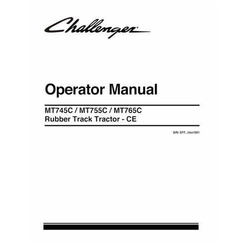 Challenger MT745C, MT755C, MT765C CE rubber track tractor pdf operator's manual  - Challenger manuals - CHAL-521969D1-EN