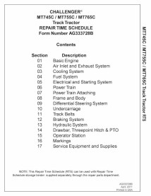 Challenger MT745C, MT755C, MT765C CE tracteur à chenilles en caoutchouc pdf calendrier de réparation - Challenger manuels - C...
