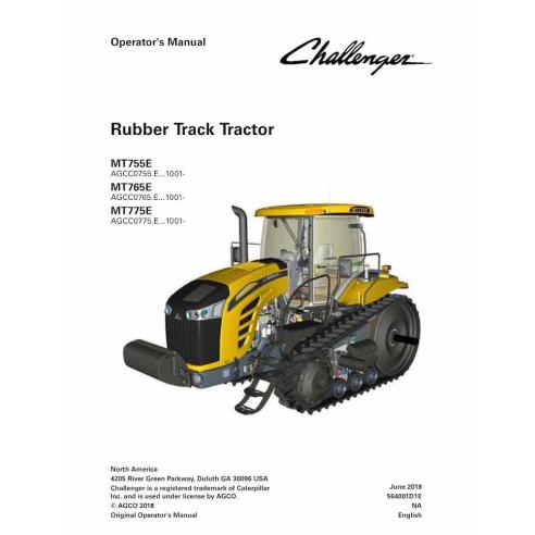 Challenger MT755E, MT765E, MT775E NA  rubber track tractor pdf operator's manual  - Challenger manuals - CHAL-564001D1-EN
