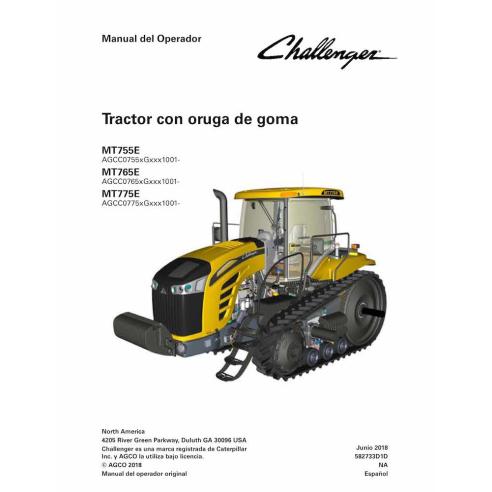 Challenger MT755E, MT765E, MT775E Tier 4 Gxxx1001- tracteur à chenilles en caoutchouc pdf manuel d'utilisation ES - Challenge...