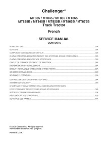 Challenger MT835, MT845, MT855, MT865, MT835B, MT845B, MT855B, MT865B, MT875B tractor de orugas de goma pdf manual de servici...