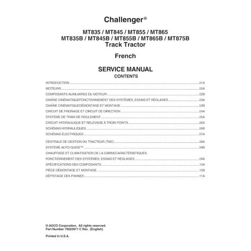 Challenger MT835, MT845, MT855, MT865, MT835B, MT845B, MT855B, MT865B, MT875B rubber track tractor pdf service manual FR - Ch...