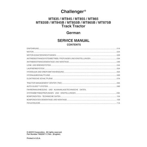 Challenger MT835, MT845, MT855, MT865, MT835B, MT845B, MT855B, MT865B, MT875B trator de esteiras de borracha pdf manual de - ...