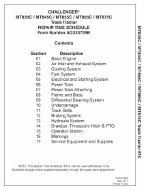 Challenger MT835C, MT845C, MT855C, MT865C, MT875C rubber track tractor pdf repair time schedule  - Challenger manuals - CHAL-...