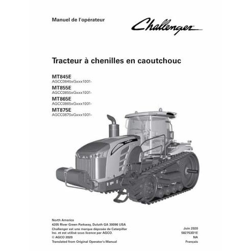 Challenger MT845E, MT855E, MT865E, MT875 NA tracteur à chenilles en caoutchouc pdf manuel d'utilisation FR - Challenger manue...