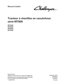 Challenger MT845E, MT855E, MT865E, MT875 EAME tracteur à chenilles en caoutchouc pdf manuel d'entretien d'atelier FR - Challe...