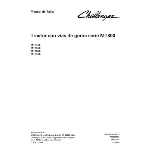 Challenger MT845E, MT855E, MT865E, MT875 EAME tracteur à chenilles en caoutchouc pdf manuel d'entretien d'atelier ES - Challe...