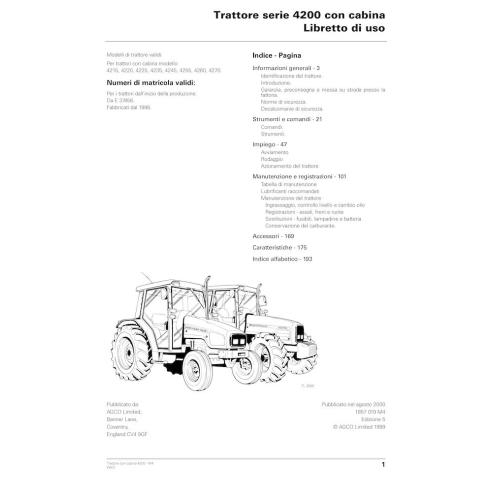 Massey Ferguson MF 4225, 4235, 4245, 4255, 4260, 4270 manuel d'utilisation du tracteur pdf IT - Massey-Ferguson manuels - MF-...