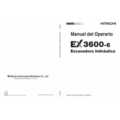 Hitachi EX 3600-6 hydraulic excavator pdf operator's manual ES - Hitachi manuals - HITACHI-SM18M11-ES