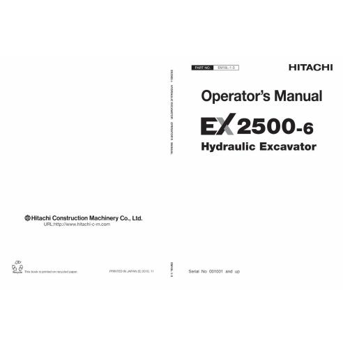 Hitachi EX 2500-6 hydraulic excavator pdf operator's manual  - Hitachi manuals - HITACHI-EM18L13-EN
