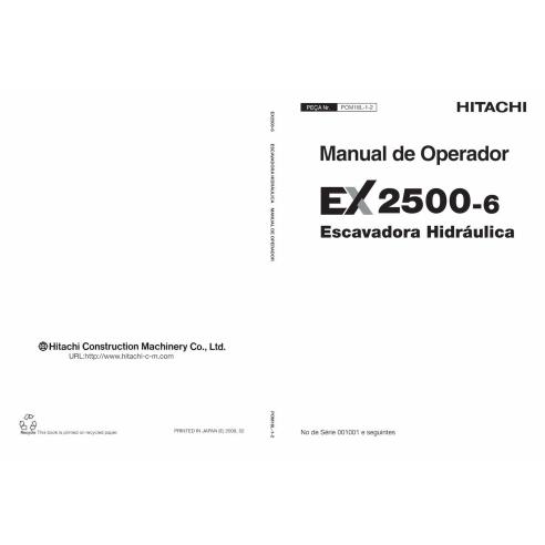 Hitachi EX 2500-6 hydraulic excavator pdf operator's manual PT - Hitachi manuals - HITACHI-POM18L12-PT