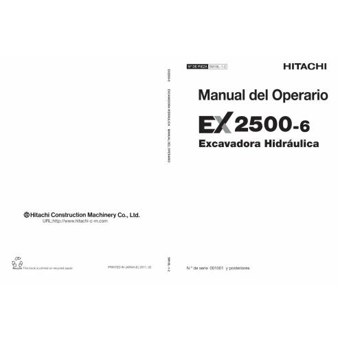 Hitachi EX 2500-6 hydraulic excavator pdf operator's manual PT - Hitachi manuals - HITACHI-SM18L12-ES