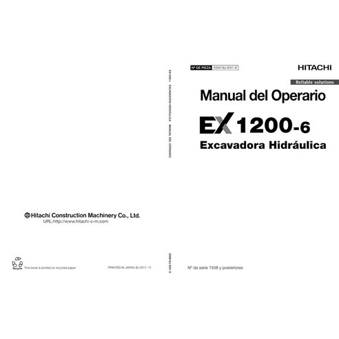 Hitachi EX 1200-6 excavadora hidráulica pdf manual del operador ES - Hitachi manuales - HITACHI-ESM18-ES