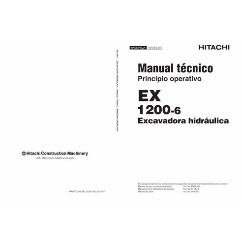 Hitachi EX 1200-6 escavadeira hidráulica pdf princípio operacional manual técnico ES - Hitachi manuais - HITACHI-TO18J-ES