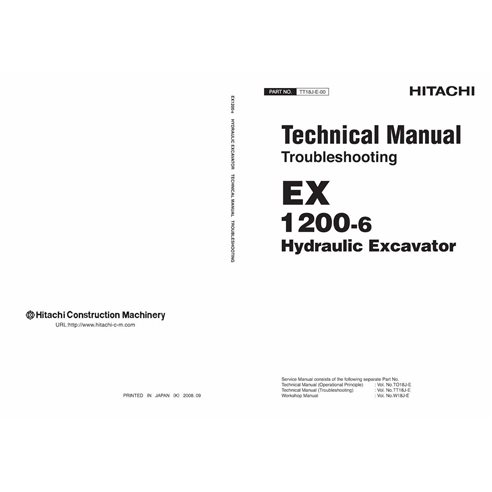 HITACHI-TT18J Hitachi EX 1200-6 excavadora hidráulica pdf solución de problemas manual técnico