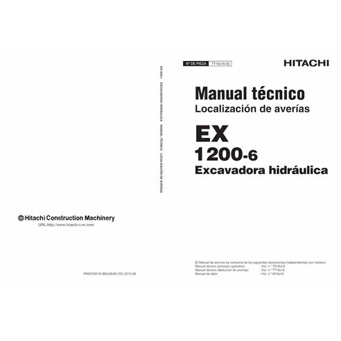 pelle hydraulique Hitachi EX 1200-6 manuel technique de dépannage pdf ES - Hitachi manuels - HITACHI-TT18J-ES