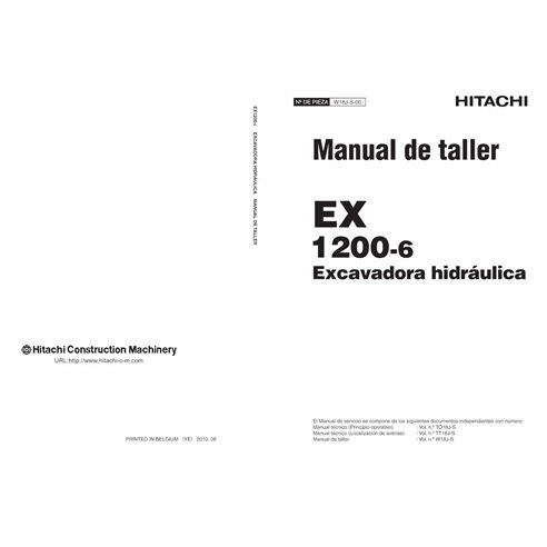 Hitachi EX 1200-6 escavadeira hidráulica manual de oficina pdf - Hitachi manuais - HITACHI-W18J-ES