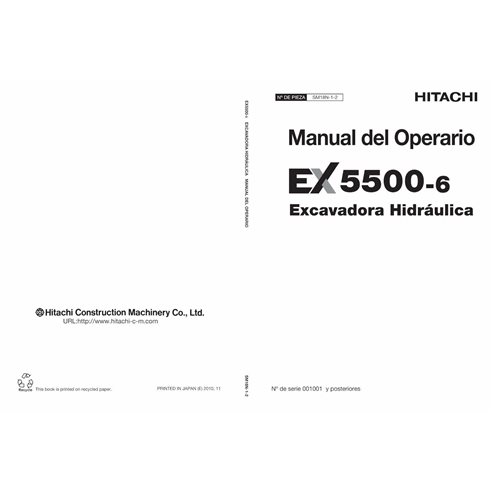 Hitachi EX 5500-6 hydraulic excavator pdf operator's manual ES - Hitachi manuals - HITACHI-SM18N-ES
