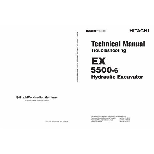 Hitachi EX 5500-6 pelle hydraulique manuel technique de dépannage pdf - Hitachi manuels - HITACHI-TT18N-EN