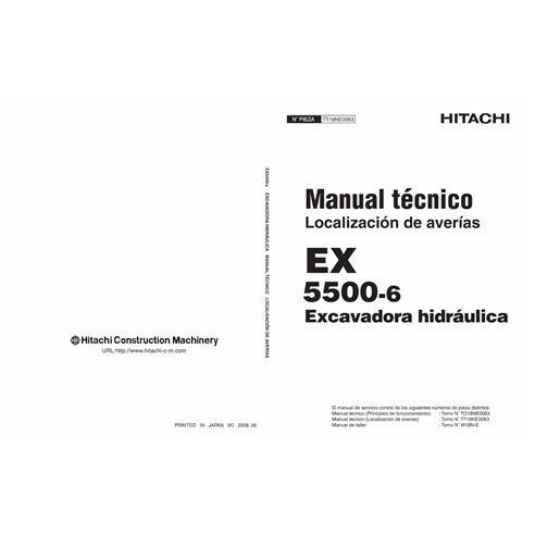 Hitachi EX 5500-6 excavadora hidráulica pdf solución de problemas manual técnico ES - Hitachi manuales - HITACHI-TT18N-ES