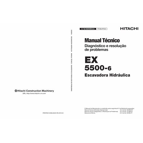 Hitachi EX 5500-6 excavadora hidráulica pdf solución de problemas manual técnico PT - Hitachi manuales - HITACHI-TT18N-PT