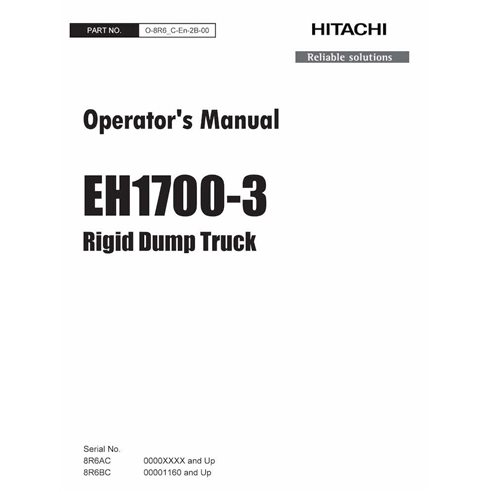 Manual do operador do caminhão basculante rígido Hitachi EH 1700-3 pdf - Hitachi manuais - HITACHI-O8R6CEN2B00-EN
