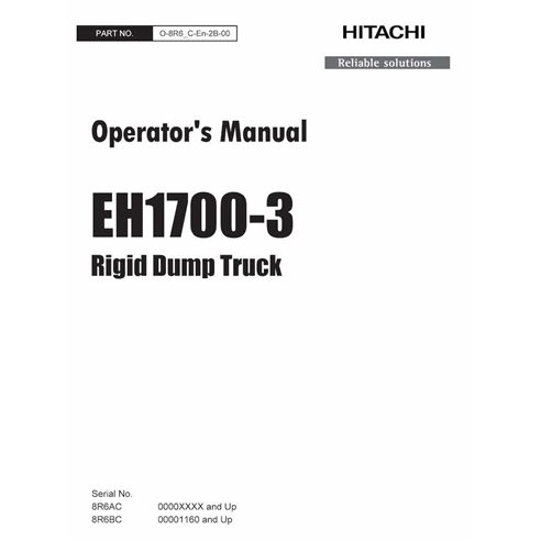 HITACHI-O8R6CEN2B00 Hitachi EH 1700-3 rigid dump truck pdf operator's manual