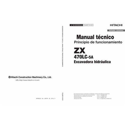 Hitachi ZX 470LC-5A pelle hydraulique pdf manuel d'utilisation ES - Hitachi manuels - HITACHI-TOJAEK1-ES