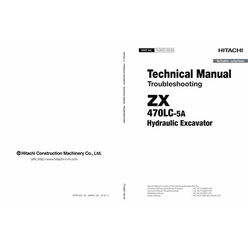 Hitachi ZX 470LC-5A escavadeira hidráulica pdf manual técnico de solução de problemas - Hitachi manuais - HITACHI-TTJAEK1-EN