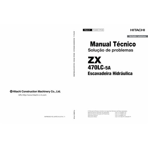 Hitachi ZX 470LC-5A escavadeira hidráulica pdf manual técnico de solução de problemas PT - Hitachi manuais - HITACHI-TTJAEK1-PT
