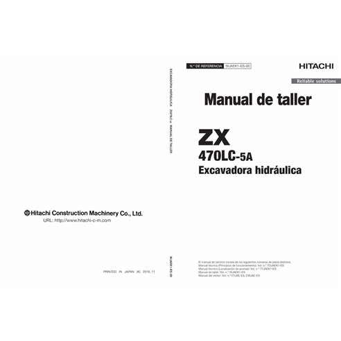 Hitachi ZX 470LC-5A pelle hydraulique pdf manuel d'atelier ES - Hitachi manuels - HITACHI-WJAEK1-ES