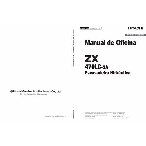 Hitachi ZX 470LC-5A pelle hydraulique pdf manuel d'atelier PT - Hitachi manuels - HITACHI-WJAEK1-PT