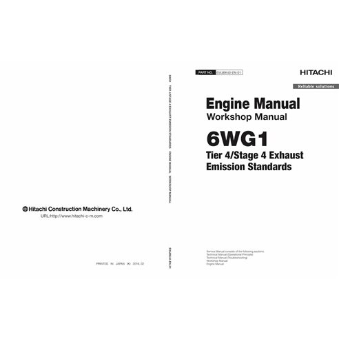 Manual de oficina pdf do motor Hitachi 6WG1 Tier 4 - Hitachi manuais - HITACHI-EWJBK40-EN