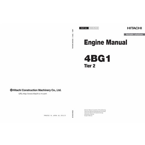 Manuel d'atelier pdf du moteur Hitachi 4BG1 Tier 2 - Hitachi manuels - HITACHI-EDAGEN00